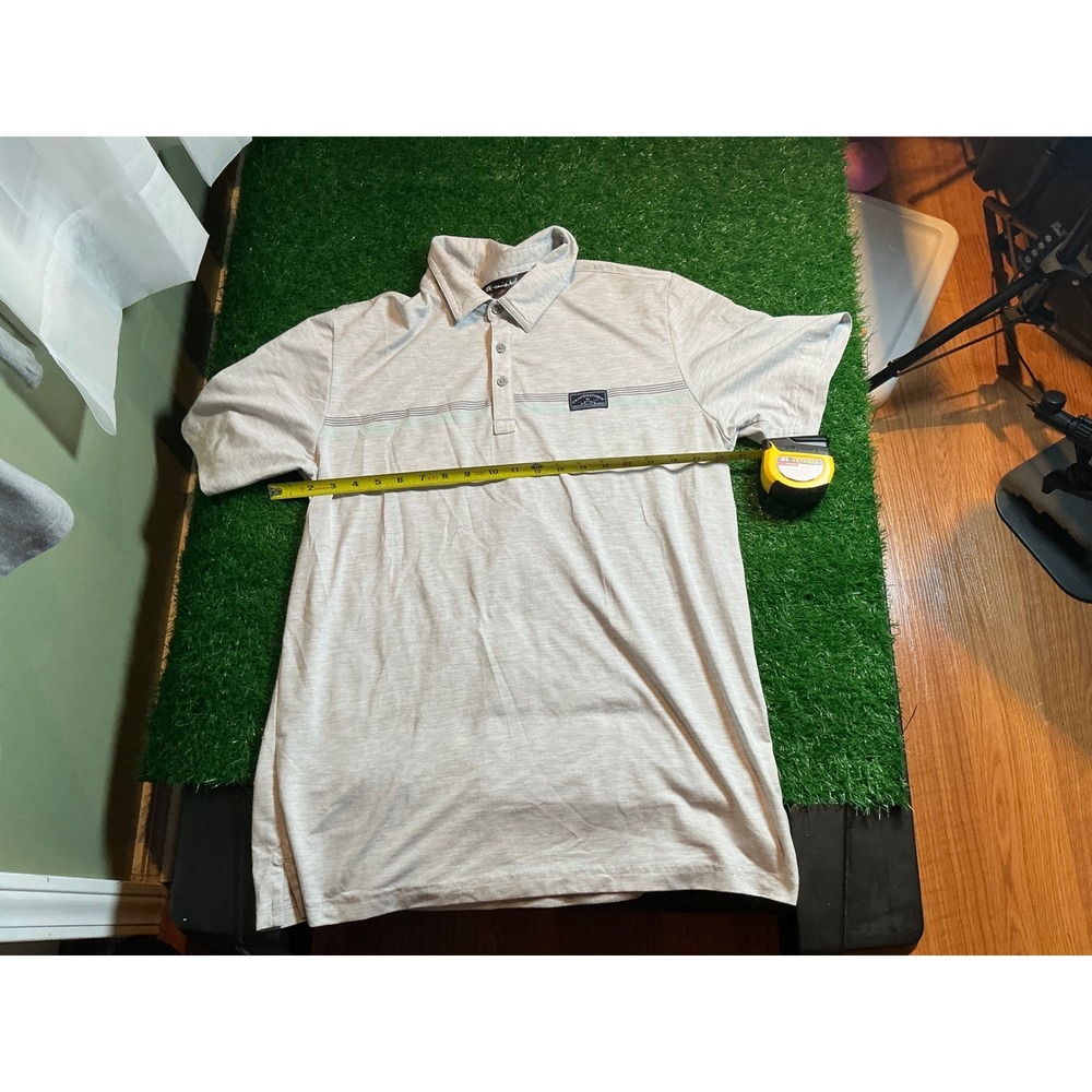 TravisMathew Mens Gray Heathered Striped Short Sleeve Golf Polo Shirt Size L